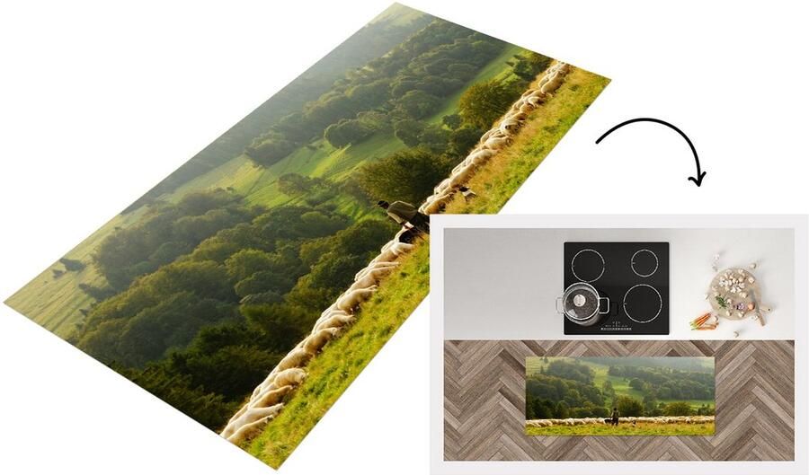 KitchenYeah Keukenloper Loper keuken Dieren Schaap Boom 120x50 cm Keukenloper vinyl