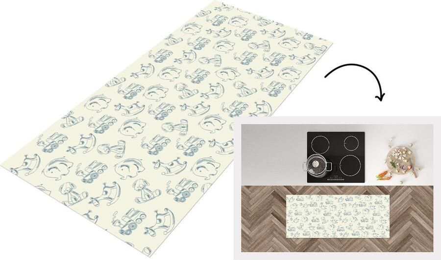 KitchenYeah Keukenloper Loper keuken Dieren Speelgoed Patroon 120x50 cm Keukenloper vinyl