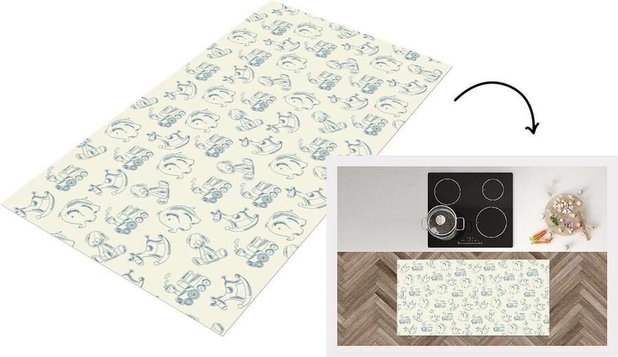 KitchenYeah Keukenloper Loper keuken Dieren Speelgoed Patroon 120x60 cm Keukenloper vinyl