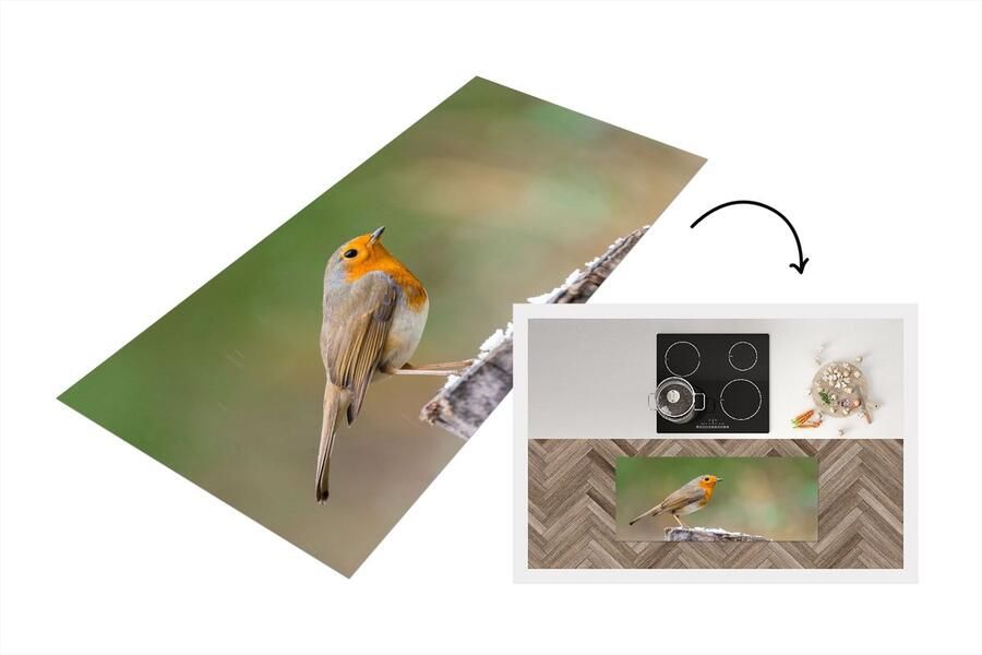 KitchenYeah Keukenloper Loper keuken Dieren Vogel Roodborstje 120x50 cm Keukenloper vinyl
