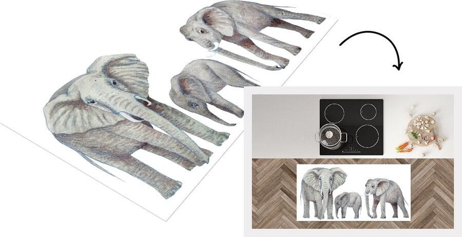 KitchenYeah Keukenloper Loper keuken Dieren Waterverf Afrika 120x60 cm Keukenloper vinyl