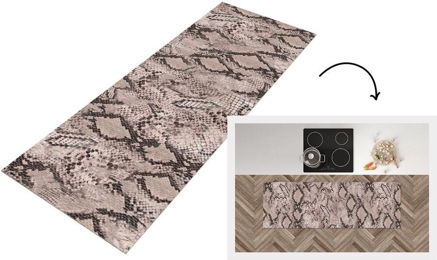KitchenYeah Keukenloper Loper keuken Dierenhuid Slang Schubben Abstract 150x50 cm Keukenloper vinyl