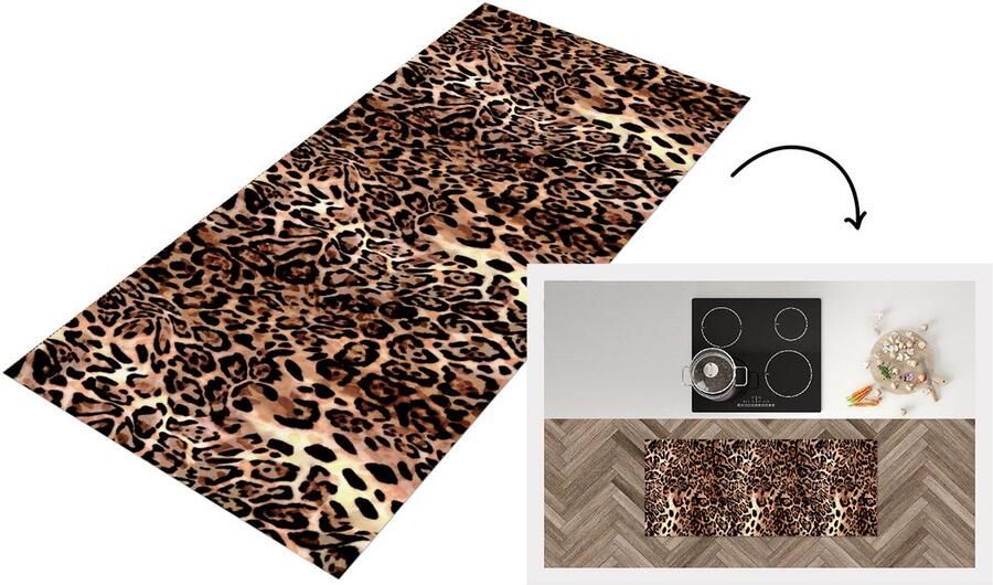 KitchenYeah Keukenloper Loper keuken Dierenprint Luipaard Design Luxe 120x50 cm Keukenloper vinyl