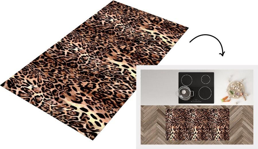 KitchenYeah Keukenloper Loper keuken Dierenprint Luipaard Design Luxe 120x60 cm Keukenloper vinyl
