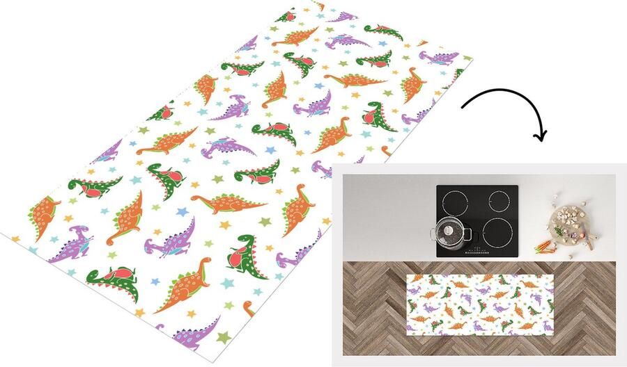 KitchenYeah Keukenloper Loper keuken Dino Patronen Sterren 120x50 cm Keukenloper vinyl