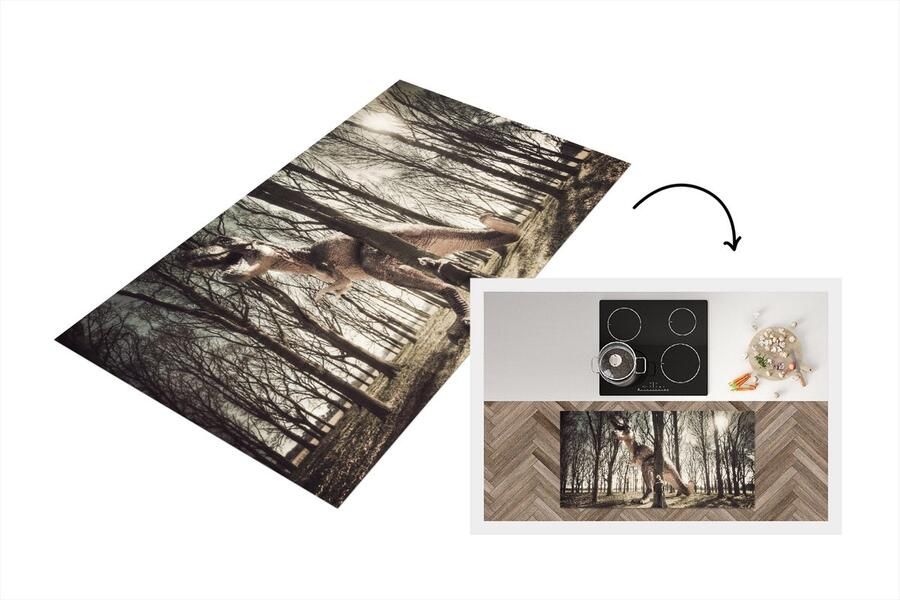 KitchenYeah Keukenloper Loper keuken Dinosaurus Bos Boom 120x60 cm Keukenloper vinyl