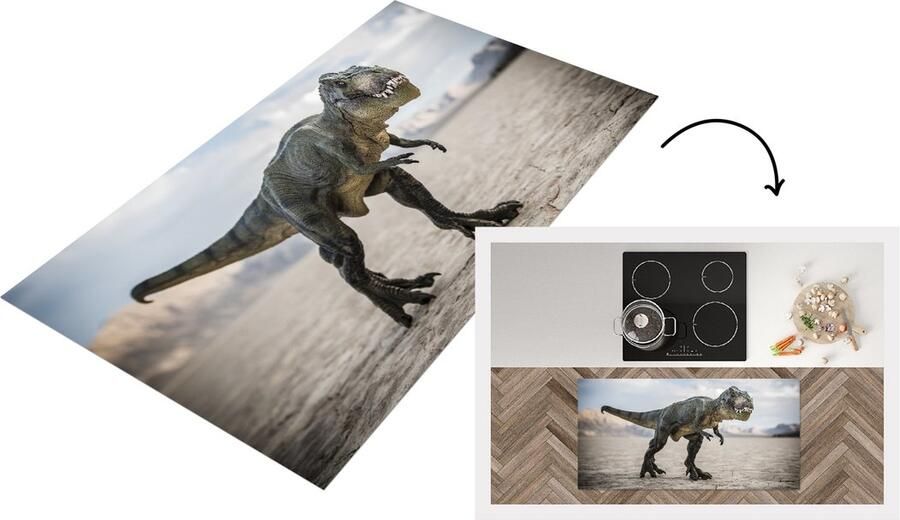 KitchenYeah Keukenloper Loper keuken Dinosaurus Stenen Zand 120x60 cm Keukenloper vinyl