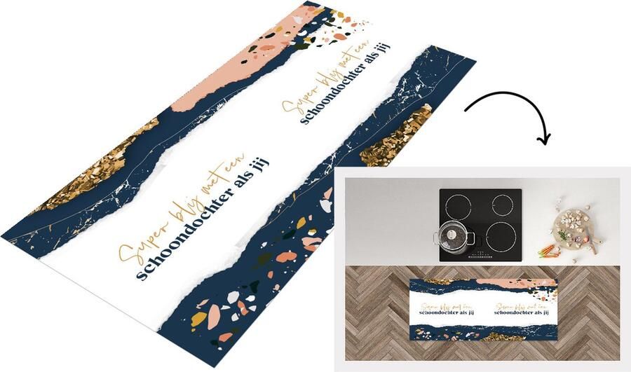 KitchenYeah Keukenloper Loper keuken Dochter Goud Roze Spreuken 120x50 cm Keukenloper vinyl
