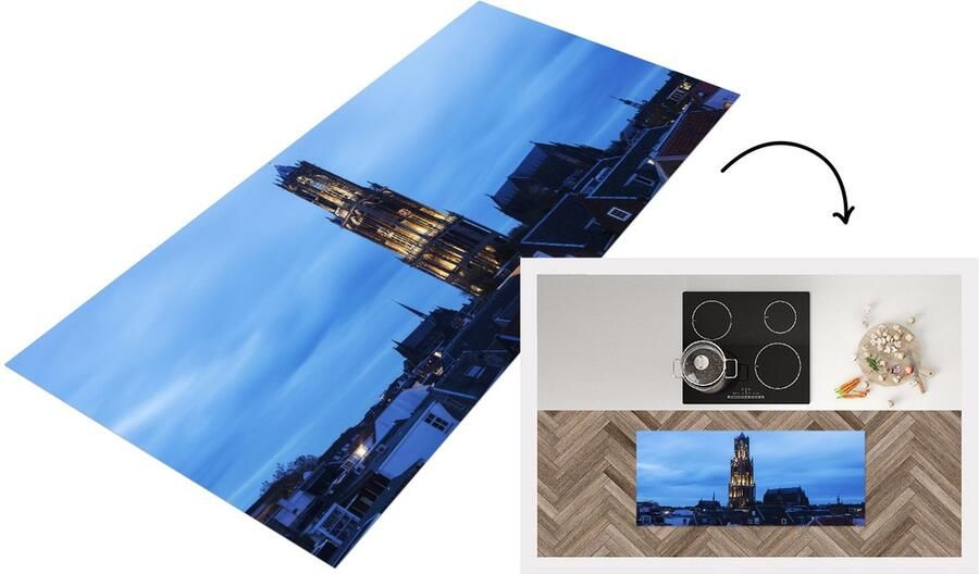 KitchenYeah Keukenloper Loper keuken Domtoren Utrecht Licht 120x50 cm Keukenloper vinyl