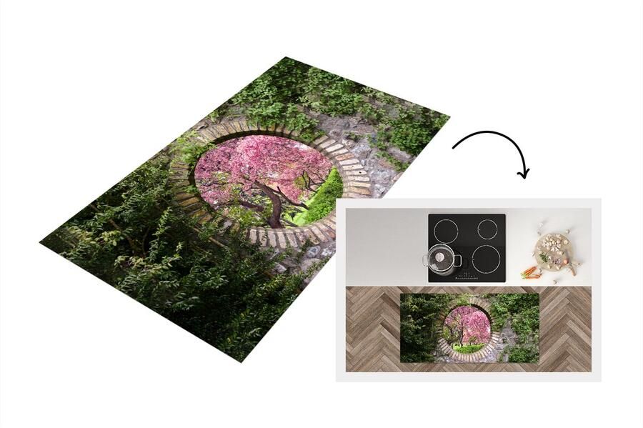 KitchenYeah Keukenloper Loper keuken Doorkijk Sakura Bloesem Japans 120x60 cm Keukenloper vinyl