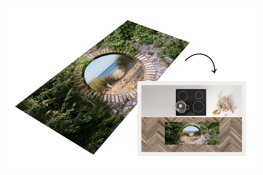 KitchenYeah Keukenloper Loper keuken Doorkijk Strand Duin Zomer 120x50 cm Keukenloper vinyl