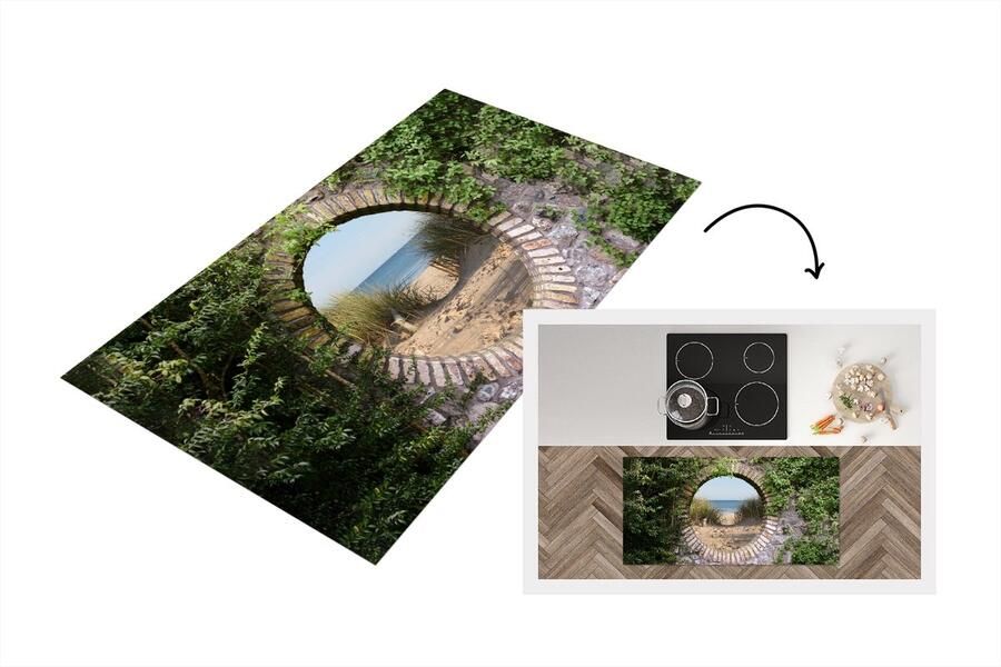 KitchenYeah Keukenloper Loper keuken Doorkijk Strand Duin Zomer 120x60 cm Keukenloper vinyl