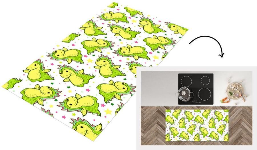 KitchenYeah Keukenloper Loper keuken Draak Jongen Sterren Regenboog Design 120x60 cm Keukenloper vinyl