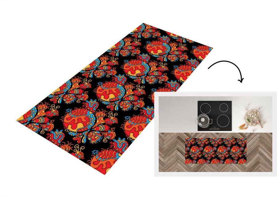 KitchenYeah Keukenloper Loper keuken Draak Patronen Oud en Nieuw 120x50 cm Keukenloper vinyl