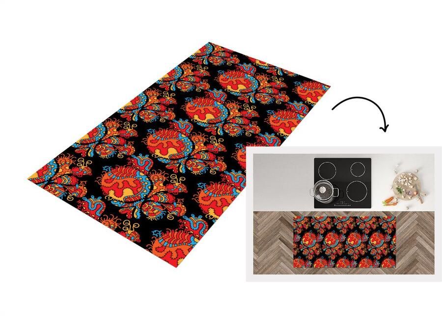 KitchenYeah Keukenloper Loper keuken Draak Patronen Oud en Nieuw 120x60 cm Keukenloper vinyl