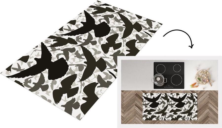 KitchenYeah Keukenloper Loper keuken Duif Vliegen Patronen Vogels 120x60 cm Keukenloper vinyl