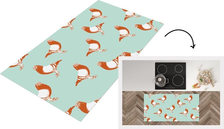 KitchenYeah Keukenloper Loper keuken Duif Vogel Patroon 120x60 cm Keukenloper vinyl