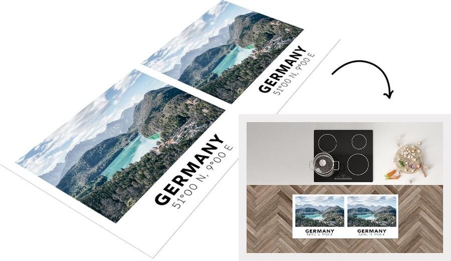 KitchenYeah Keukenloper Loper keuken Duitsland Water Bergen Bos 120x50 cm Keukenloper vinyl