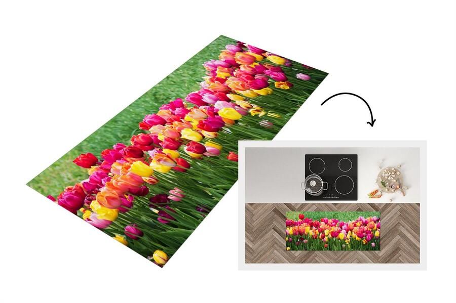 KitchenYeah Keukenloper Loper keuken Een panorama van de tulpenvelden 120x50 cm Keukenloper vinyl
