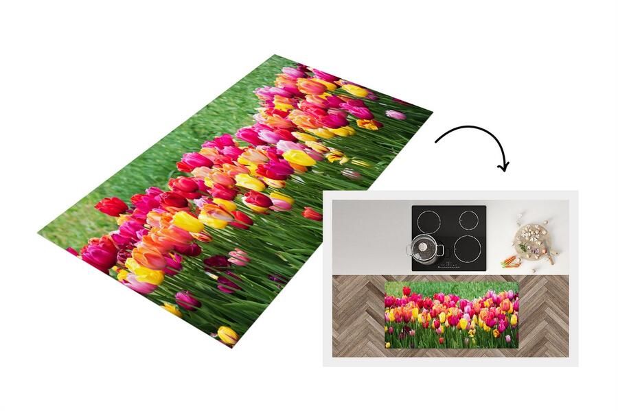 KitchenYeah Keukenloper Loper keuken Een panorama van de tulpenvelden 120x60 cm Keukenloper vinyl