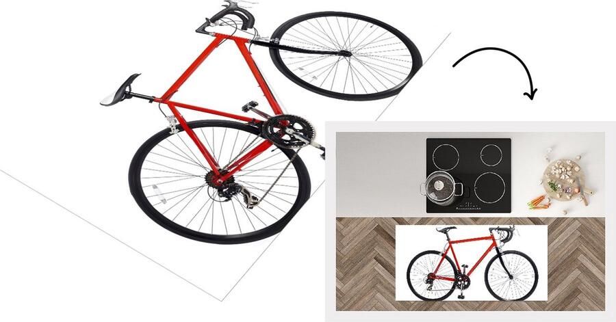 KitchenYeah Keukenloper Loper keuken Een rode racefiets. 120x60 cm Keukenloper vinyl