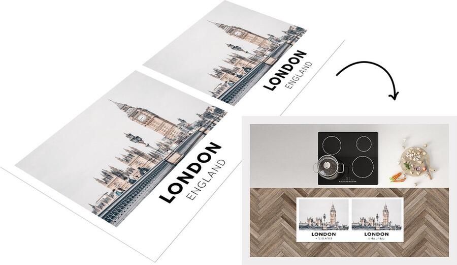 KitchenYeah Keukenloper Loper keuken Engeland Londen Big Ben 120x50 cm Keukenloper vinyl