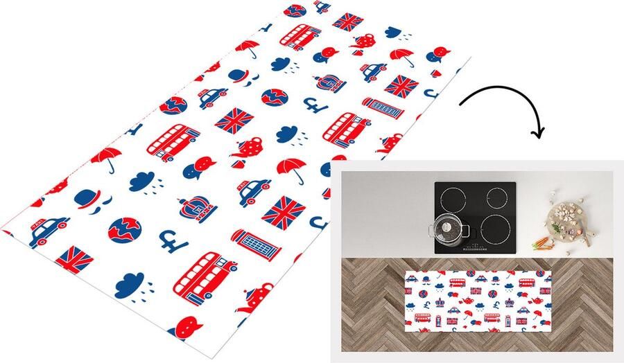 KitchenYeah Keukenloper Loper keuken Engeland Patronen Londen 120x50 cm Keukenloper vinyl