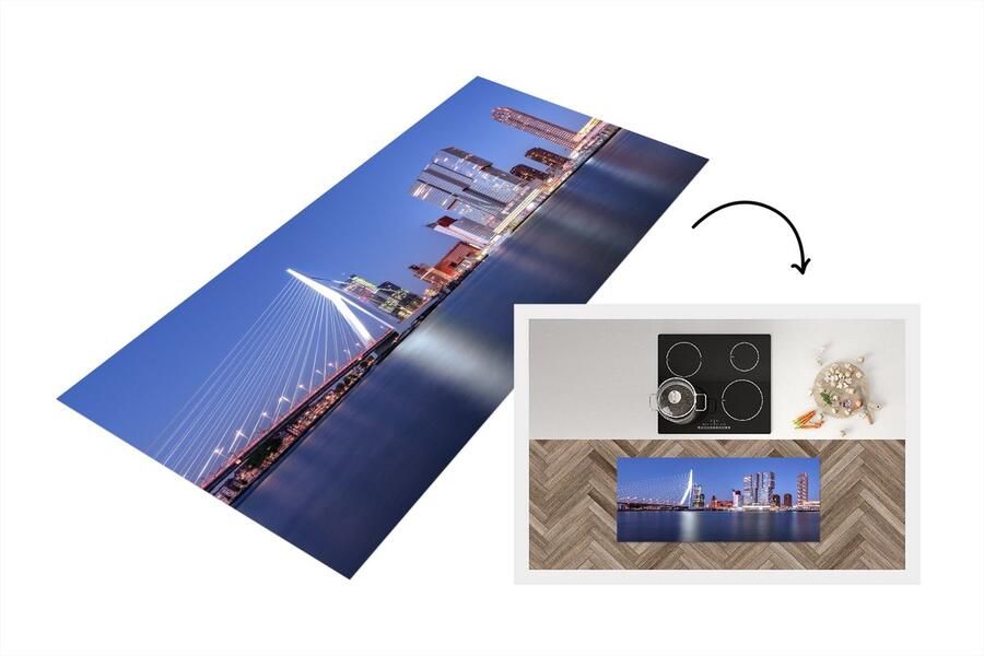 KitchenYeah Keukenloper Loper keuken Erasmus Brug Rotterdam Water 120x50 cm Keukenloper vinyl