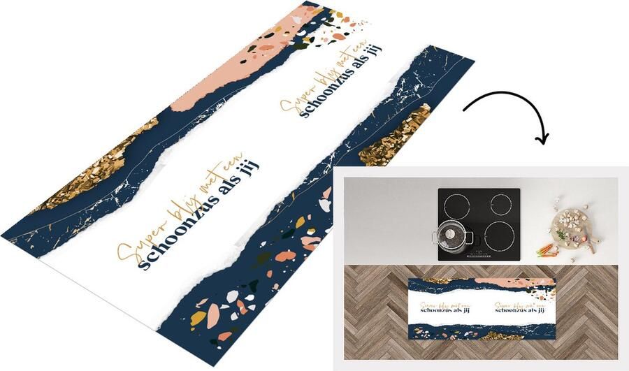 KitchenYeah Keukenloper Loper keuken Familie Zus Quotes Design Luxe 120x50 cm Keukenloper vinyl