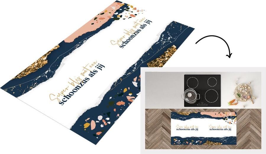 KitchenYeah Keukenloper Loper keuken Familie Zus Quotes Design Luxe 120x60 cm Keukenloper vinyl