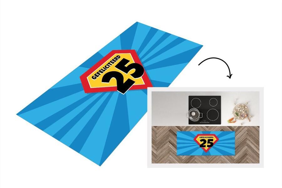 KitchenYeah Keukenloper Loper keuken Feest 25 jaar verjaardag cape 120x50 cm Keukenloper vinyl