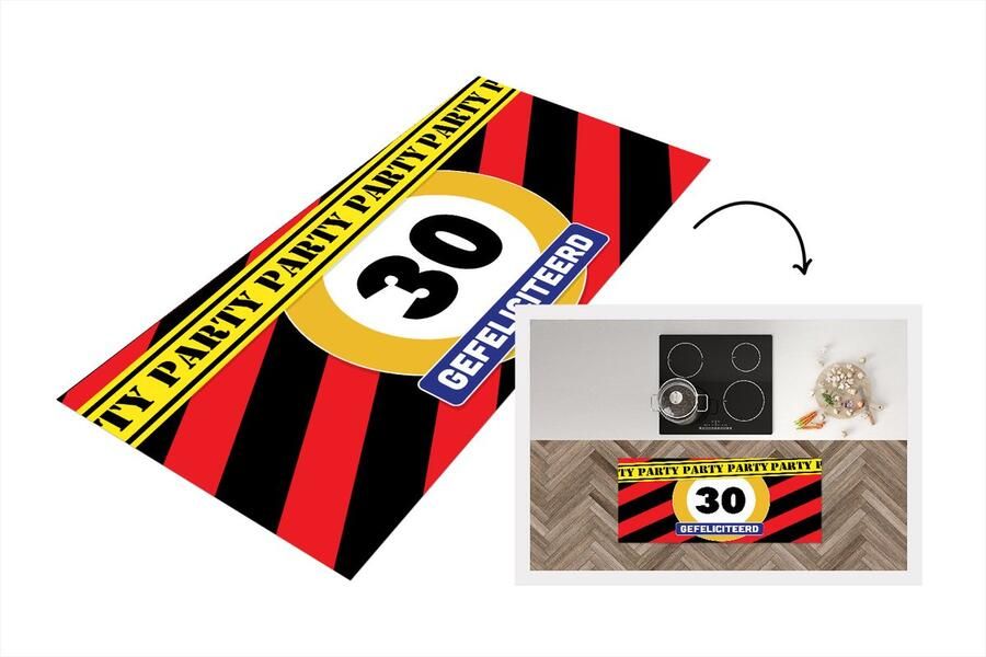 KitchenYeah Keukenloper Loper keuken Feest Jubileum 30 Jaar 120x50 cm Keukenloper vinyl