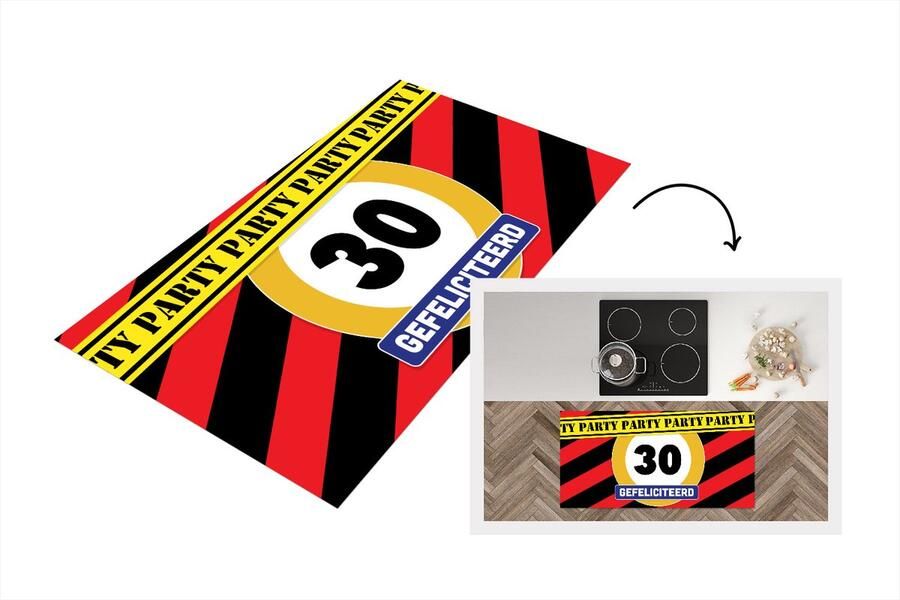 KitchenYeah Keukenloper Loper keuken Feest Jubileum 30 Jaar 120x60 cm Keukenloper vinyl