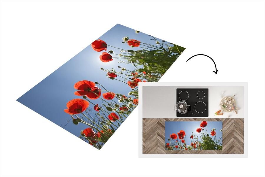 KitchenYeah Keukenloper Loper keuken Felle zon boven een aantal klaprozen in Spanje 120x60 cm Keukenloper vinyl