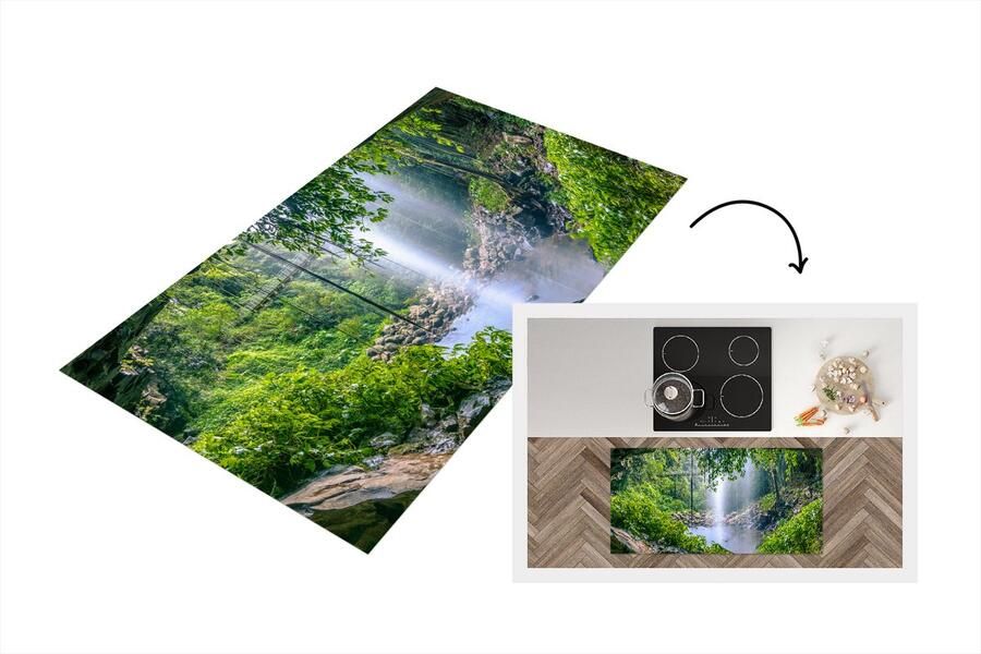 KitchenYeah Keukenloper Loper keuken Foto van regenwoud met waterval 120x60 cm Keukenloper vinyl