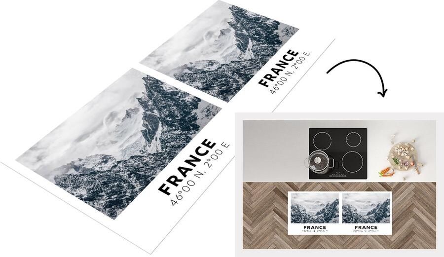 KitchenYeah Keukenloper Loper keuken Frankrijk Bergen Sneeuw 120x50 cm Keukenloper vinyl