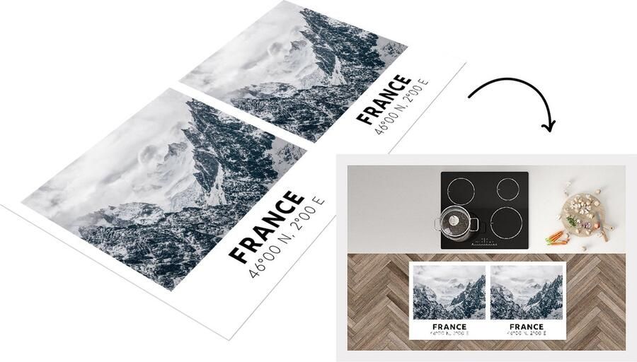 KitchenYeah Keukenloper Loper keuken Frankrijk Bergen Sneeuw 120x60 cm Keukenloper vinyl