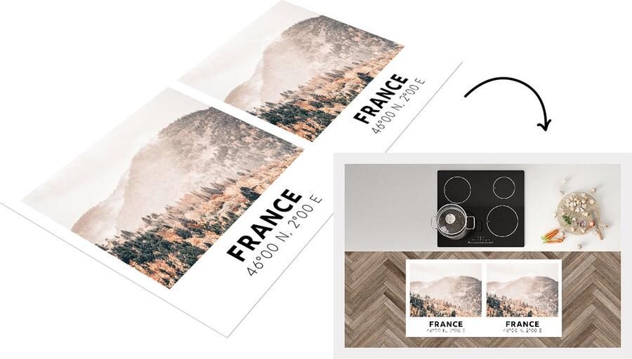 KitchenYeah Keukenloper Loper keuken Frankrijk Bos Bergen Mist 120x60 cm Keukenloper vinyl