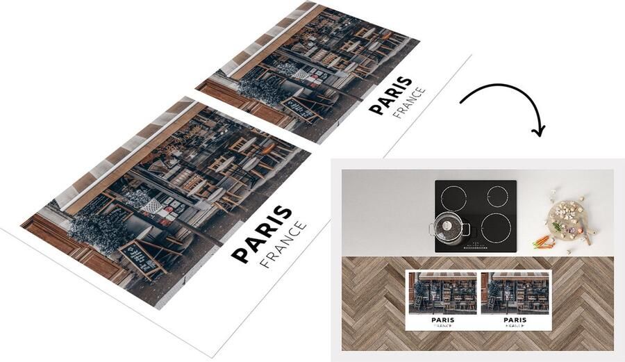 KitchenYeah Keukenloper Loper keuken Frankrijk Parijs Winkel 120x50 cm Keukenloper vinyl