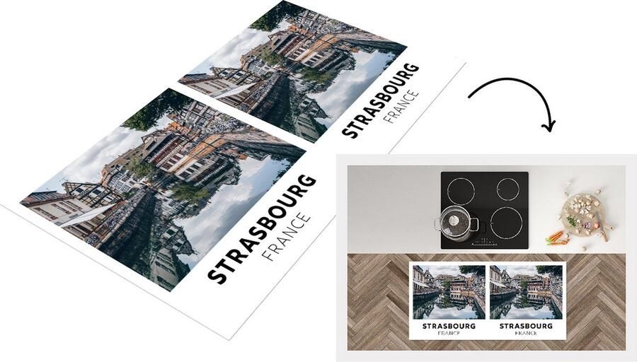 KitchenYeah Keukenloper Loper keuken Frankrijk Water Huizen 120x60 cm Keukenloper vinyl