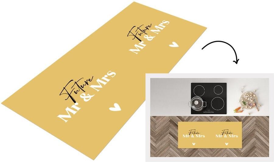 KitchenYeah Keukenloper Loper keuken 'Future Mr & Mrs' Trouwen Quotes Spreuken 120x50 cm Keukenloper vinyl