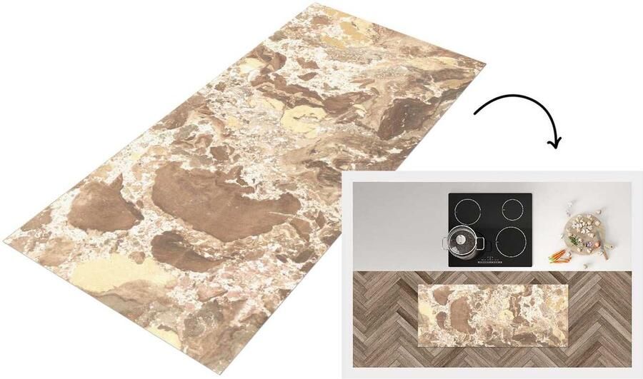 KitchenYeah Keukenloper Loper keuken Geel Graniet Kristal 120x50 cm Keukenloper vinyl