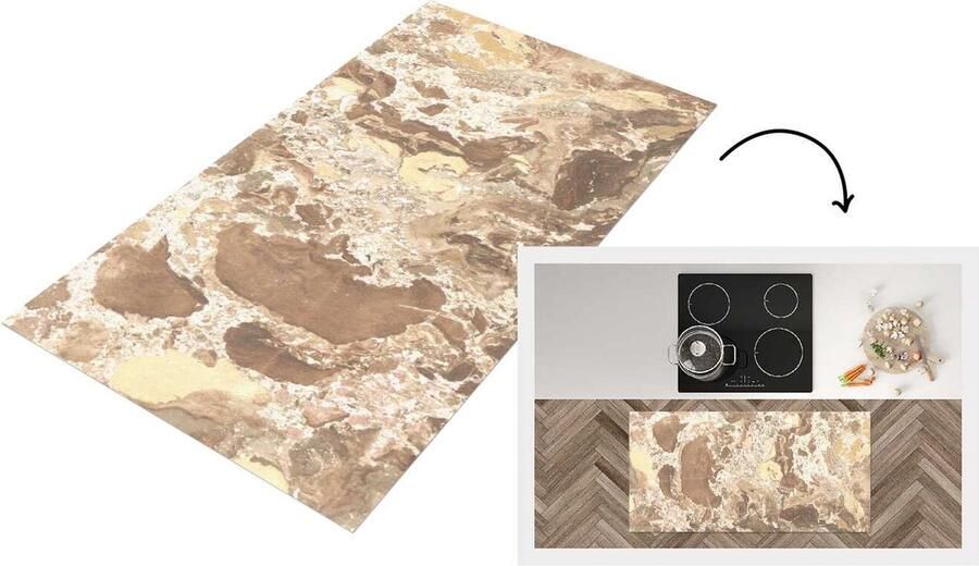 KitchenYeah Keukenloper Loper keuken Geel Graniet Kristal 120x60 cm Keukenloper vinyl