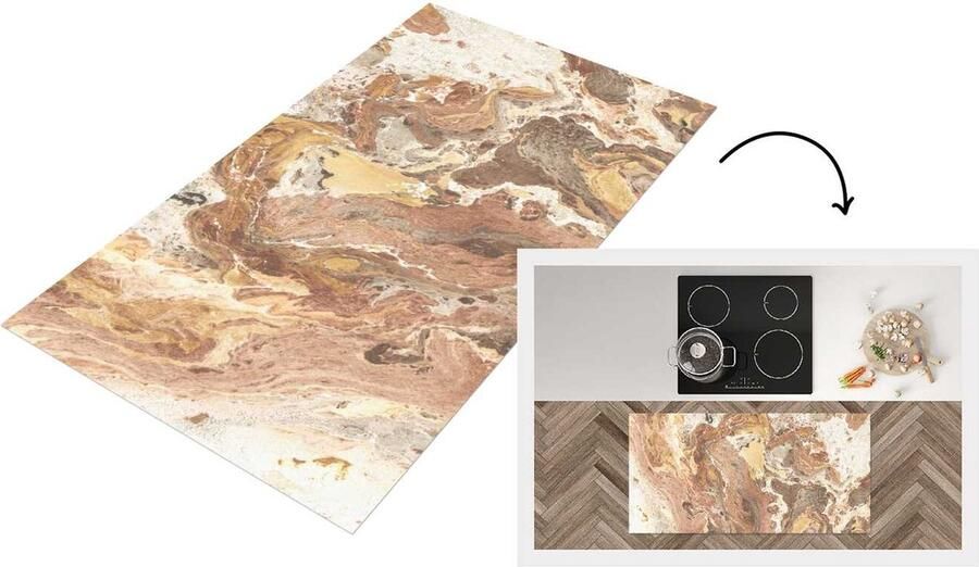 KitchenYeah Keukenloper Loper keuken Geel Kristal Graniet 120x60 cm Keukenloper vinyl