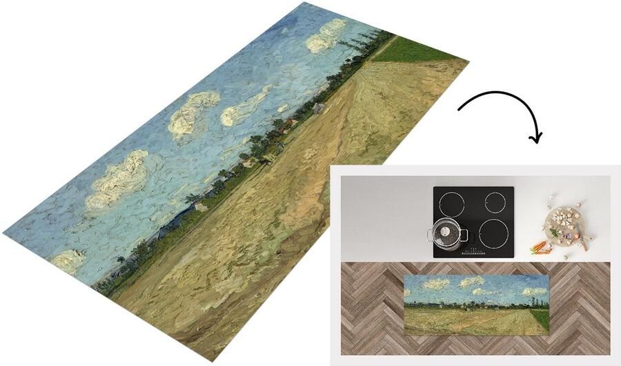 KitchenYeah Keukenloper Loper keuken Geploegde akkers Vincent van Gogh 120x50 cm Keukenloper vinyl