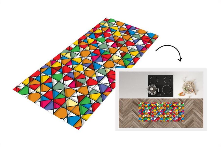 KitchenYeah Keukenloper Loper keuken Glas Geometrie Design 120x50 cm Keukenloper vinyl