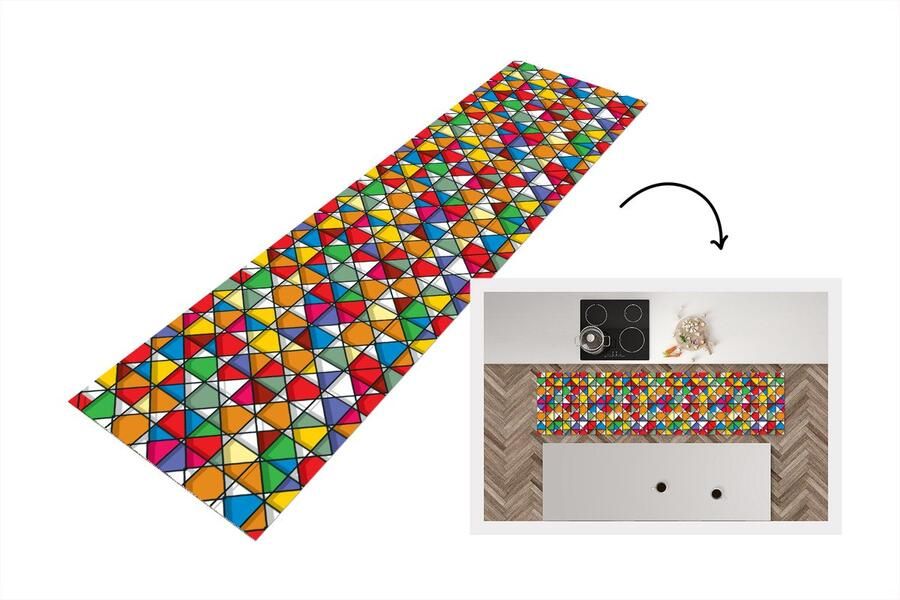 KitchenYeah Keukenloper Loper keuken Glas Geometrie Design 240x60 cm Keukenloper vinyl