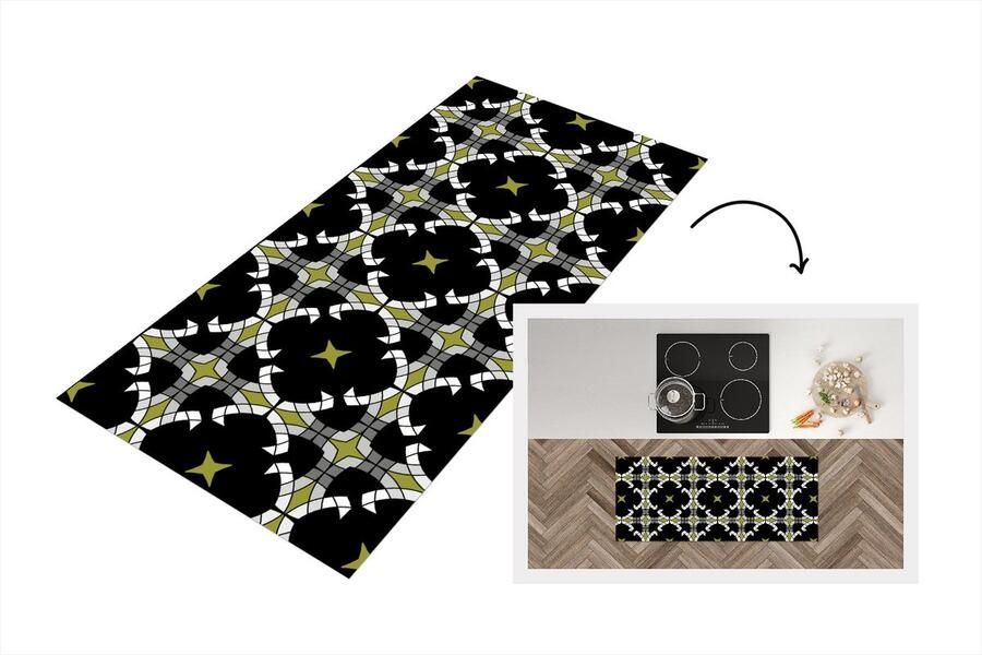 KitchenYeah Keukenloper Loper keuken Glas in lood Abstract Patronen 120x50 cm Keukenloper vinyl