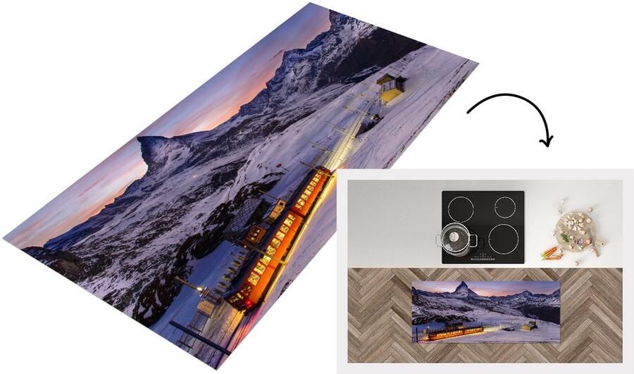 KitchenYeah Keukenloper Loper keuken Gornergrat spoorweg voor Matterhorn in het Zwitserse kanton Wallis 120x50 cm Keukenloper vinyl