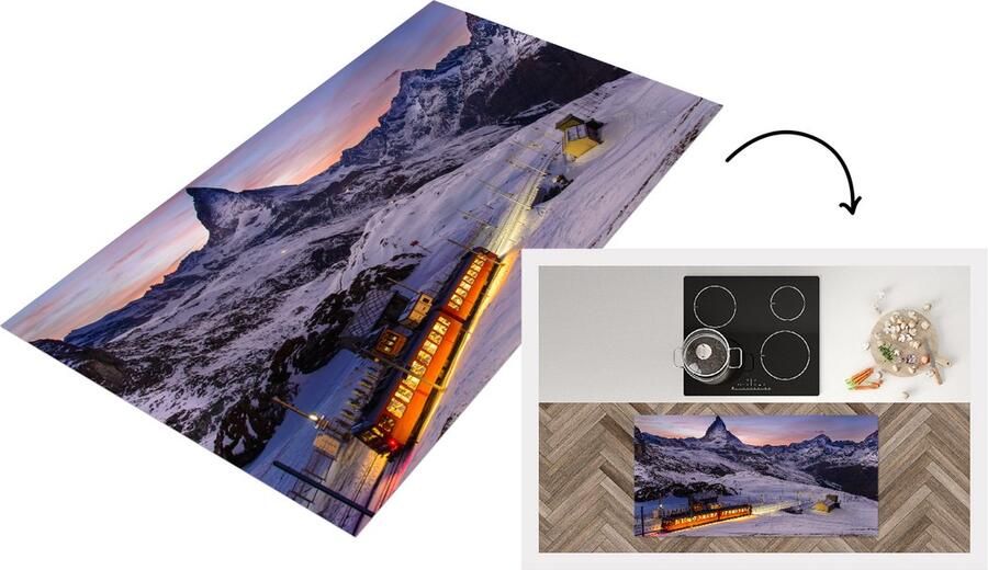 KitchenYeah Keukenloper Loper keuken Gornergrat spoorweg voor Matterhorn in het Zwitserse kanton Wallis 120x60 cm Keukenloper vinyl